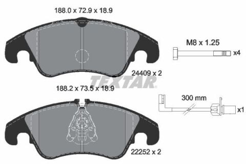 Колодки гальмівні (передні) Audi A6/A7/Q5 08- (TRW) (з датчиком) Q+