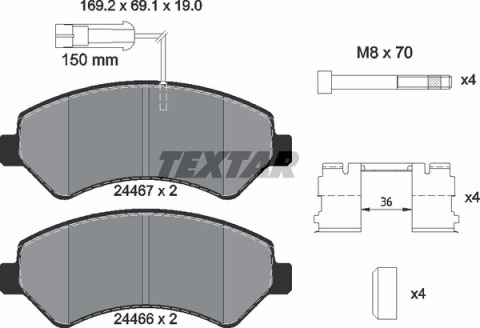 Колодки тормозные (передние) Citroen Jumper/Fiat Ducato/Peugeot Boxer 2.0-3.0HDi 06-R16(с датчиком)