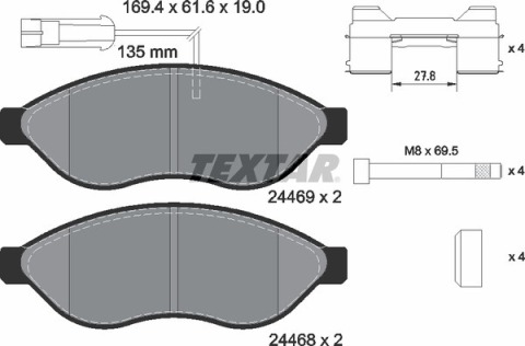 Колодки гальмівні (передні) Citroen Jumper/Fiat Ducato/Peugeot Boxer 06- (Brembo) Q+(з датчиком) Колодки гальмівні (передні) Citroen Jumper/Fiat Ducato/Peugeot Boxer 06- (Brembo) Q+(з датчиком)