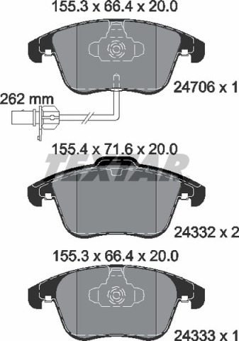 Колодки тормозные (передние) Audi A4/A5 07- (Teves) Q+ (с датчиком)