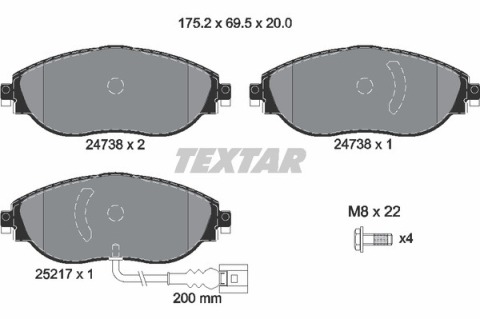 Колодки гальмівні (передні) Audi A3/Skoda Octavia III/VW Passat/Golf 13- (TRW) Q+ (з датчиком)