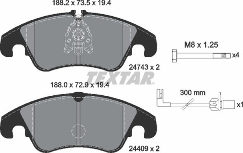 Колодки гальмівні (передні) Audi A4/A5/A7 07- (Lucas) (з датчиком)