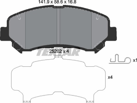 Колодки тормозные (передние) Nissan Qashqai/X-Trail 07- (Akebono) (141.9x58.6x16.8)