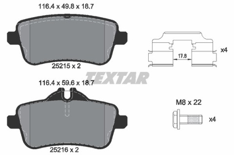 Колодки тормозные (задние) MB M-class (W166)/GL-class (X166) 11-/GLE-class (W166) 15- (TRW) Q+ (116.4x49.8x18.7)