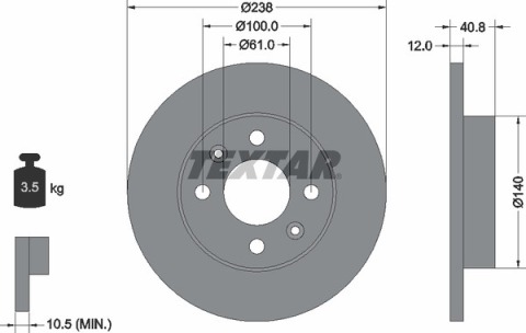 Диск гальмівний (передній) Renault Megane/ Clio 1.2-1.9 90-03 (238x12) PRO