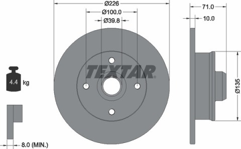 Диск тормозной (задний) VW Golf/Passat 83-02 (226x10) PRO