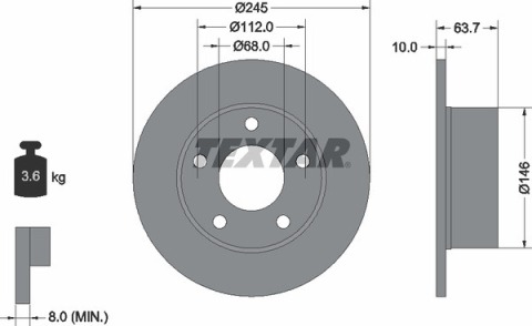 Диск гальмівний (задній) Skoda Superb/VW Passat (245x10mm) PRO