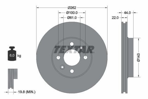 Диск тормозной (передний) Renault Laguna I/Megane I 1.6-3.0 92-03 (262x22) PRO