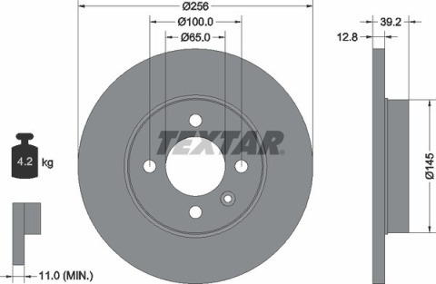 Диск гальмівний (передній) VW Caddy II/III/IV/Passat/Vento 1.4-2.0 88-04 (256x12.8) PRO Диск гальмівний (передній) VW Caddy II/III/IV/Passat/Vento 1.4-2.0 88-04 (256x12.8) PRO