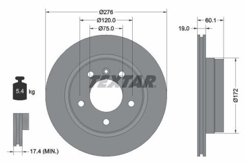 Диск тормозной (задний) BMW 3 (E36/E46) 95-05 (276x19) PRO