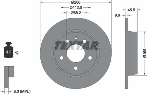 Диск тормозной (задний) VW Sharan 96-10 (268x9.9) PRO