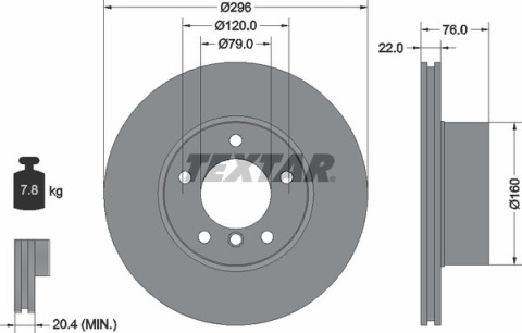 Диск тормозной (передний) BMW 5 (E39) 95-04 (296x22) PRO+