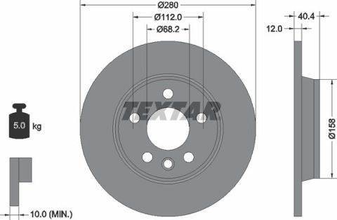 Диск тормозной (задний) VW T4 91-03 (280x12) PRO