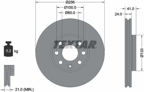 Диск тормозной (передний) Opel Astra 98-09 (256x24) PRO