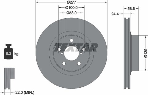 Диск гальмівний (передній) Subaru Forester 97-/Impreza 00-/Outback 08-09 2.0/2.5 AWD (277x24) PRO