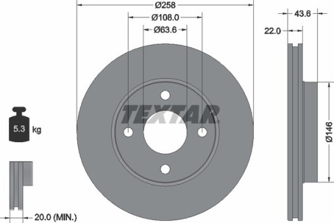 Диск гальмівний (передній) Ford Fiesta 95-13/Focus 98-07 (258x22) PRO