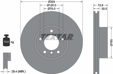 Диск тормозной (передний) BMW 5 (E39)/7 (E38) 94-01 (324x30) PRO+