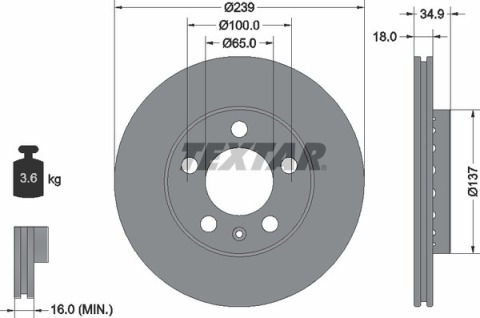 Диск гальмівний (передній) Skoda Octavia/Fabia/VW Polo 99- (239x18) PRO