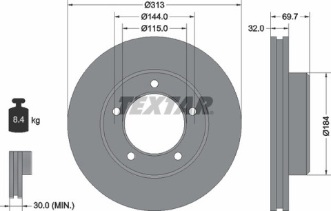 Диск тормозной (передний) Toyota Land Cruiser 100 4.2TD/4.7 98-07 (313x32) PRO