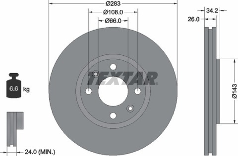 Диск тормозной (передний) Citroen Berlingo 08- (283x26) PRO