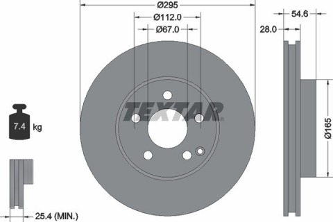 Диск тормозной (передний) MB E-class (W211/S211) 02-09 (295x28) PRO+