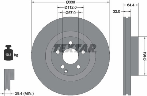 Диск тормозной (передний) MB E-Class (W211) 02-09/ GLK-Class (X204) 08- (330x32) PRO+