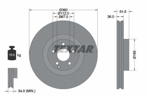 Диск тормозной (передний) MB E-class (W211)/S-class (W221/W222)/CLK (C219) 02- (360x36) PRO+