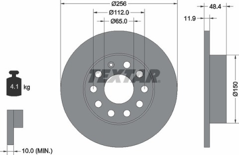 Диск тормозной (задний) VW Caddy III 04- (256x11.9) PRO