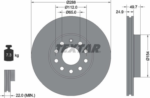 Диск тормозной (передний) VW Caddy III 04- (288x24.9) PRO+