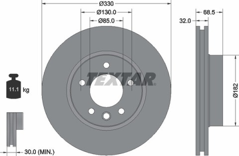 Диск тормозной (передний) Porsche Cayenne/VW Touareg 02- (330x32) (R) PRO+