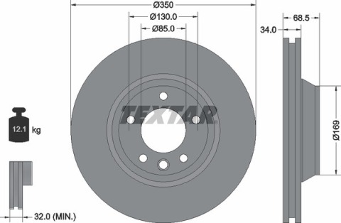 Диск гальмівний (передній) Audi Q7 06-15/Porsche Cayenne 02-/VW Touareg 02-10 (350x34) (L) PRO+