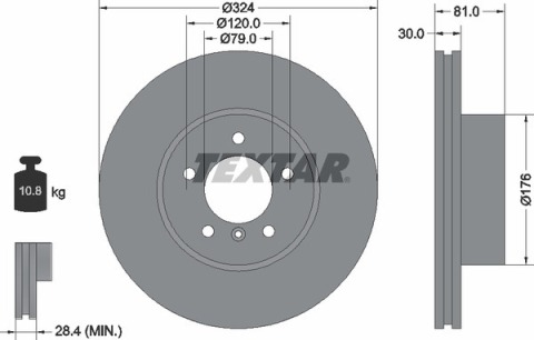 Диск гальмівний (передній) BMW 7 (E65/66/67) 3.0-4.0i 01-09 (324x30) PRO+ Диск гальмівний (передній) BMW 7 (E65/66/67) 3.0-4.0i 01-09 (324x30) PRO+