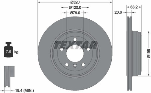 Диск гальмівний (задній) BMW 5 (E60)/5 (E61)/6 (E64) 03-12 (320x20) PRO