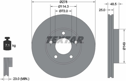 Диск тормозной (передний) Mazda 3/5 05- (278x25) PRO