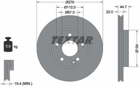 Диск тормозной (передний) MB A-class (W169) / B-class (W245) 05-12 (276x22) PRO