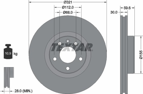 Диск тормозной (передний) Audi A6/A8 04-11 (321x30) PRO+