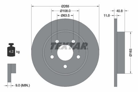 Диск тормозной (задний) Ford Focus/C-Max 04-(265x11) PRO