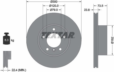 Диск тормозной (передний) BMW 3 (E90-93) 04-13 (300x23.8) PRO+