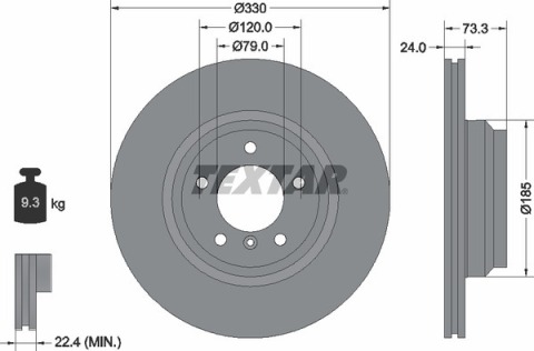 Диск тормозной (передний) BMW 1 (E81/87) /3 (E90-93) 04-13/X1 (E84) 09-15 (330x24) PRO+