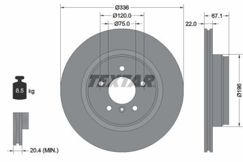 Диск гальмівний (задній) BMW 3 (E90/E91/E92) 2.5-3.0/2.0d 04-11 (336x22) PRO+