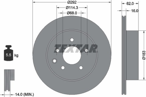 Диск тормозной (задний) Nissan Leaf 10-/Juke 14-/Qashqai 10-/X-Trail 01-13 (292x16) PRO