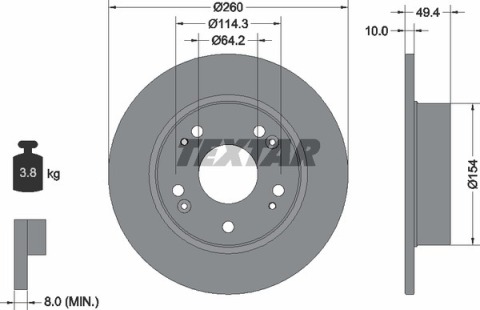 Диск тормозной (задний) Honda Accord VII 03-08 (260x10) PRO