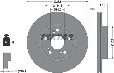 Диск тормозной (передний) Honda Civic/FR-V 05- (282x23) PRO