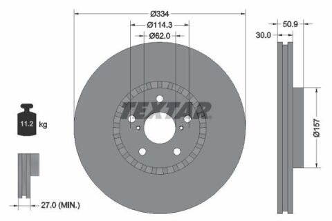 Диск тормозной (передний) Lexus GS 05-/IS 09- (R) (334x30) PRO