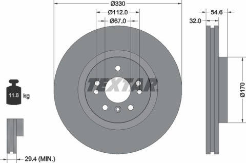 Диск гальмівний (передній) MB M-class (W164) 05-11 (330x32) PRO+