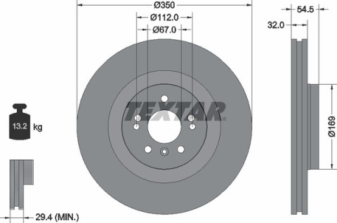 Диск гальмівний (передній) MB M-class (W164)/R-class (W251)05- (350x32) PRO+