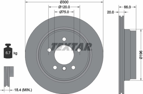 Диск тормозной (задний) BMW 1 (E81/E87)/3 (E90/E91/E92/E93) 03-13/X1 (E84) 09-15 (300x20) PRO