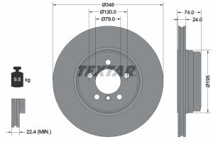 Диск тормозной (задний) BMW 7 (E65/E66/E67) 03-08 (345x24) PRO+