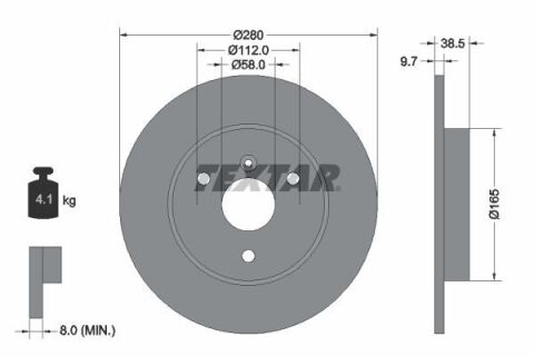 Диск гальмівний (передній) Smart Fortwo 0.8/1.0 CDi 07- (280x9.7) PRO