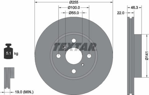 Диск тормозной (передний) Toyota Yaris 05- (255x22)